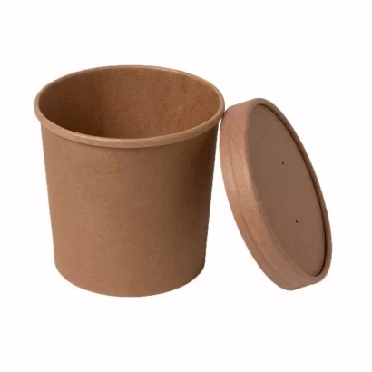 8 oz Kraft Paper Pots/Cups With Lids 1x500