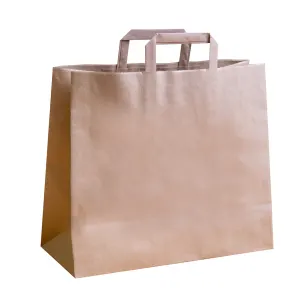 Jumbo Brown Paper Carrier Bags Flat Handles (360x150x315mm) 1x125